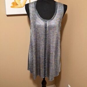 NWT Polly Cooper Animal Print Tank with Beaded Stones